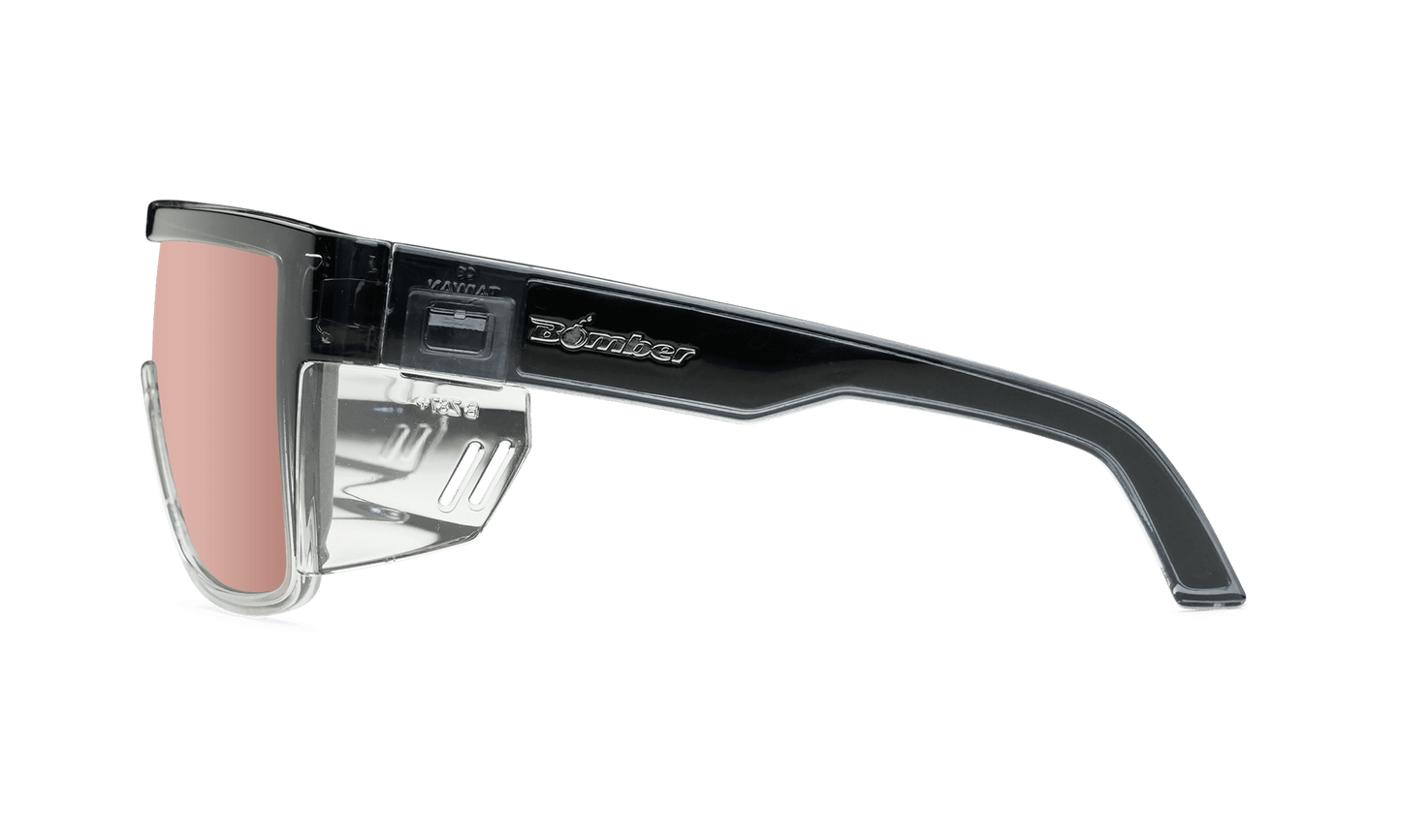 BUZZ Bomb Safety - Polarized Rose Gold Mirror Crystal - Safety Glasses - Bomber Eyewear - BZ114PM