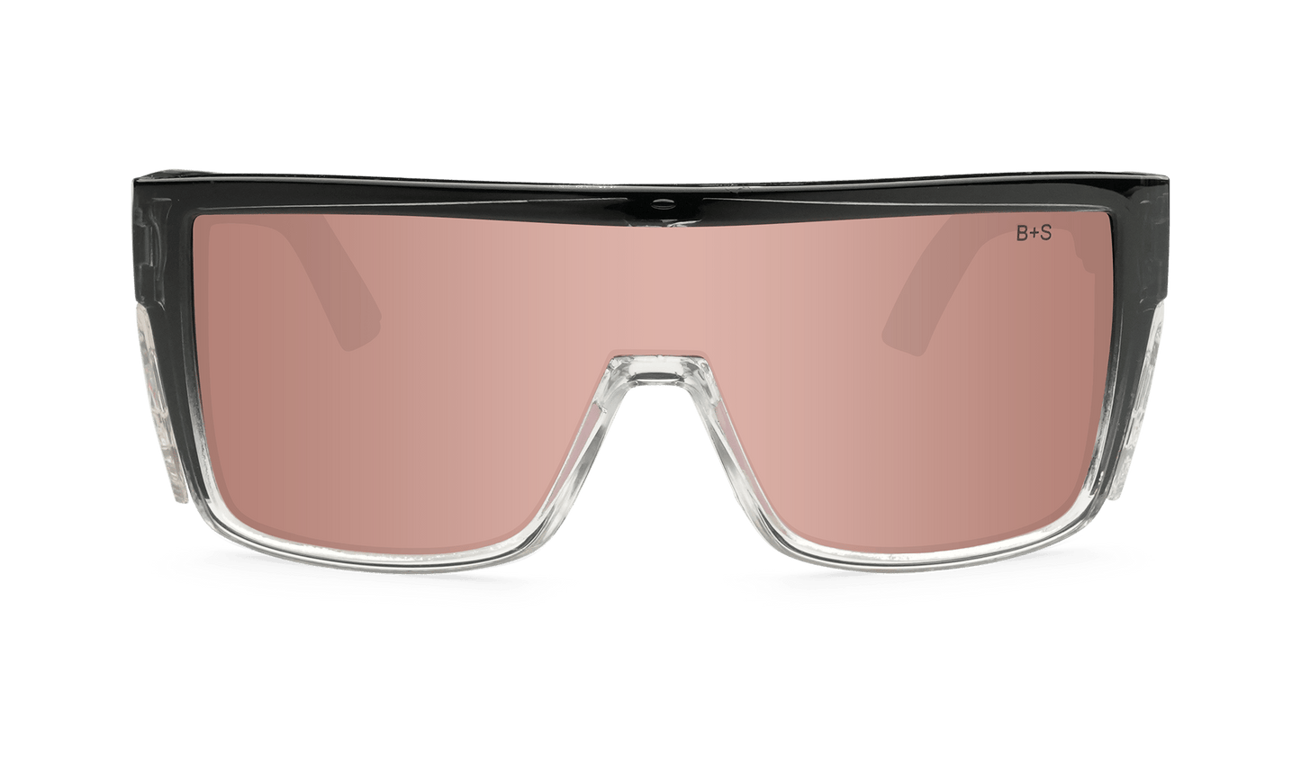 BUZZ Bomb Safety - Polarized Rose Gold Mirror Crystal - Safety Glasses - Bomber Eyewear - BZ114PM