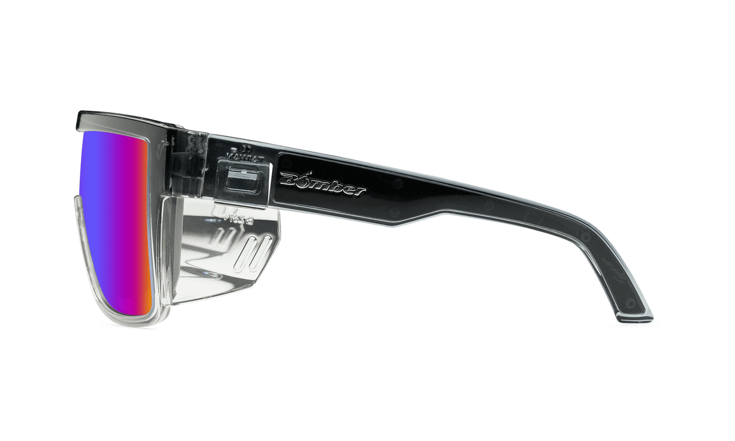 BUZZ Bomb Safety - Polarized Sunset Revo Pink Mirror Crystal - Safety Glasses - Bomber Eyewear - BZ114PNK