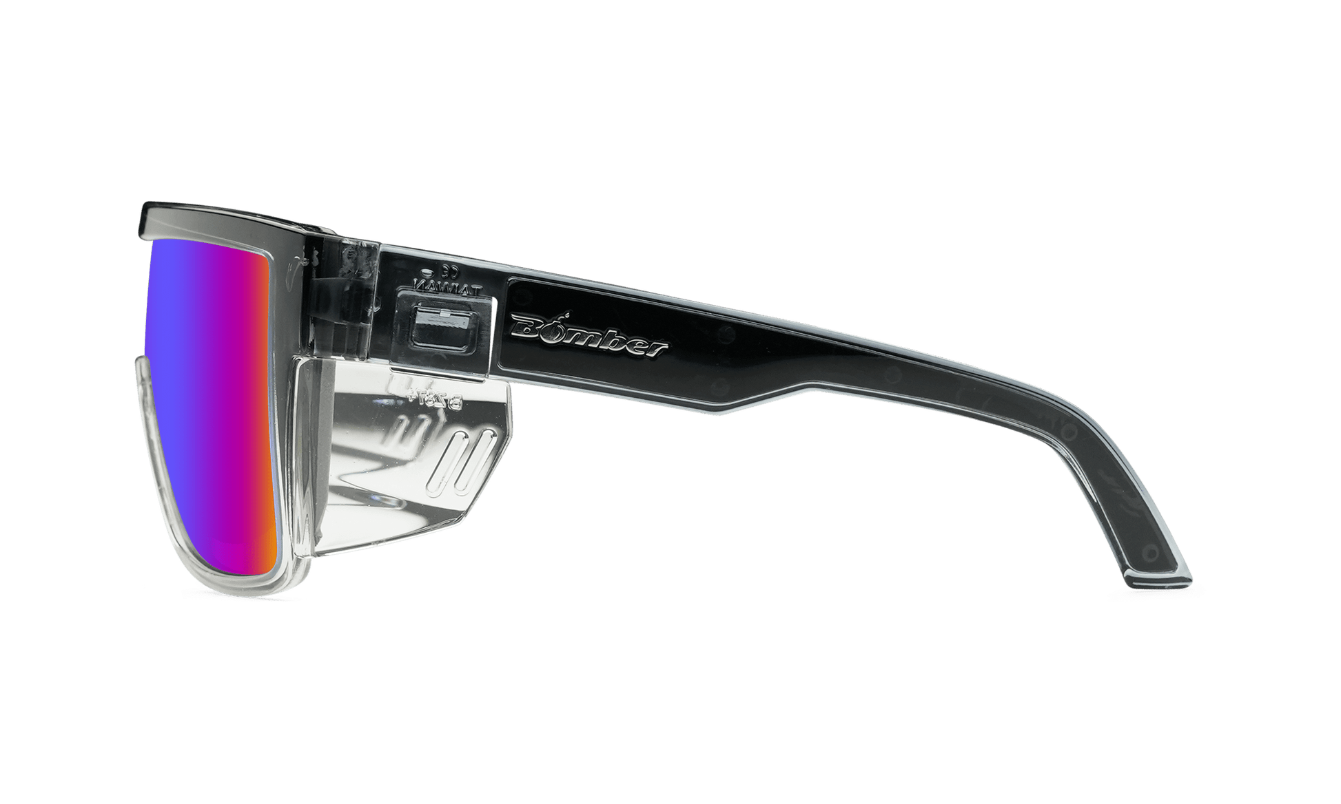 BUZZ Bomb Safety - Polarized Sunset Revo Pink Mirror Crystal - Safety Glasses - Bomber Eyewear - BZ114PNK