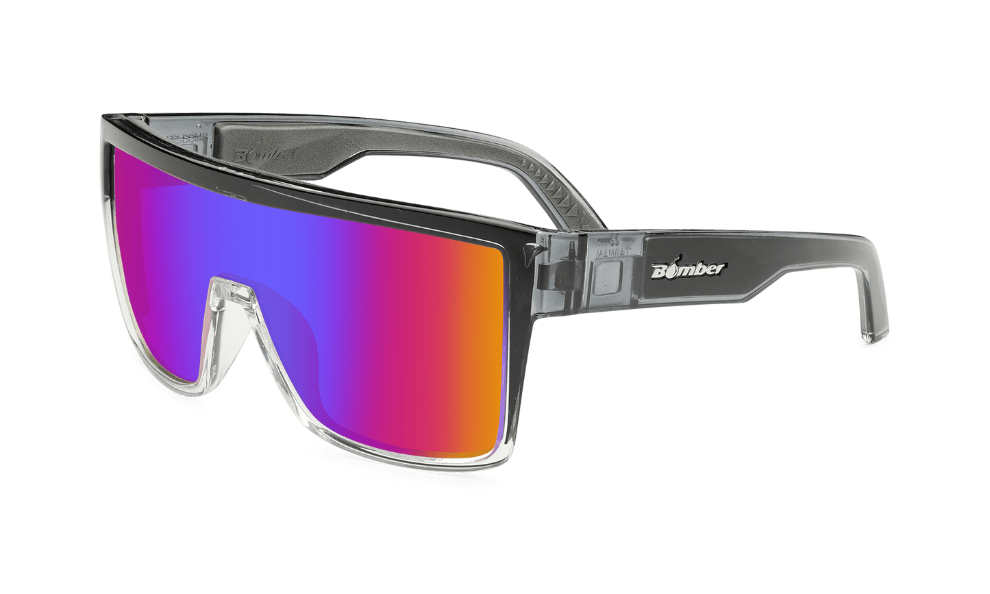 BUZZ Bomb Safety - Polarized Sunset Revo Pink Mirror Crystal - Safety Glasses - Bomber Eyewear - BZ114PNK