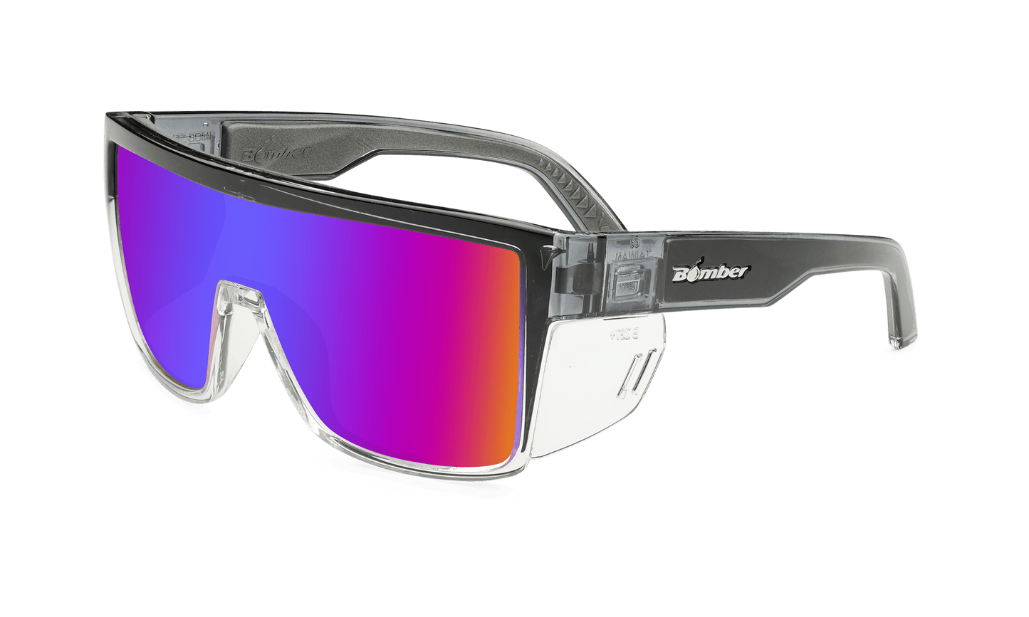 BUZZ Bomb Safety - Polarized Sunset Revo Pink Mirror Crystal - Safety Glasses - Bomber Eyewear - BZ114PNK