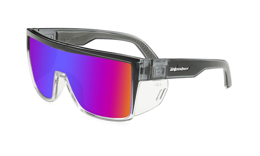 BUZZ Bomb Safety - Polarized Sunset Revo Pink Mirror Crystal - Safety Glasses - Bomber Eyewear - BZ114PNK