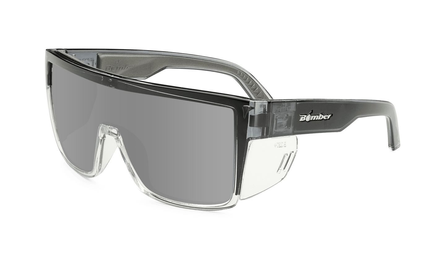 BUZZ Bomb Safety - Silver Mirror Crystal - Safety Glasses - Bomber Eyewear - BZ104