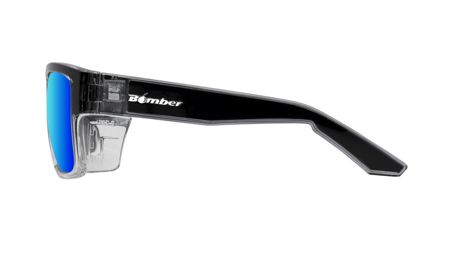 CLUTCH Safety - Polarized Ice Blue Mirror Crystal (Grande Available) - Safety Glasses - Bomber Eyewear - CL114ICE