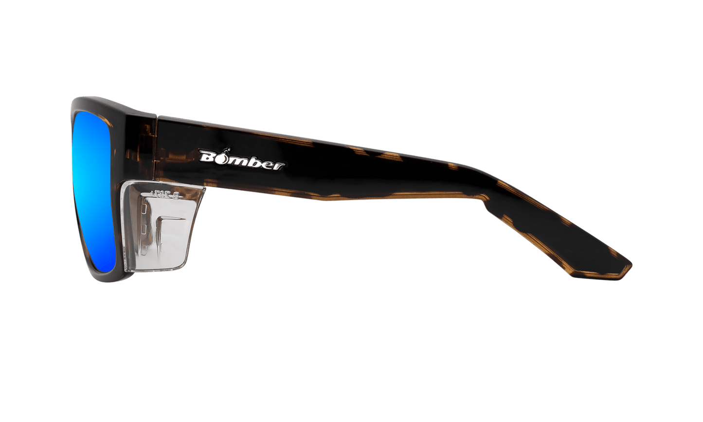 CLUTCH Safety - Polarized Ice Blue Mirror Tortoise (Grande Available) - Bomber Eyewear - CL112ICE