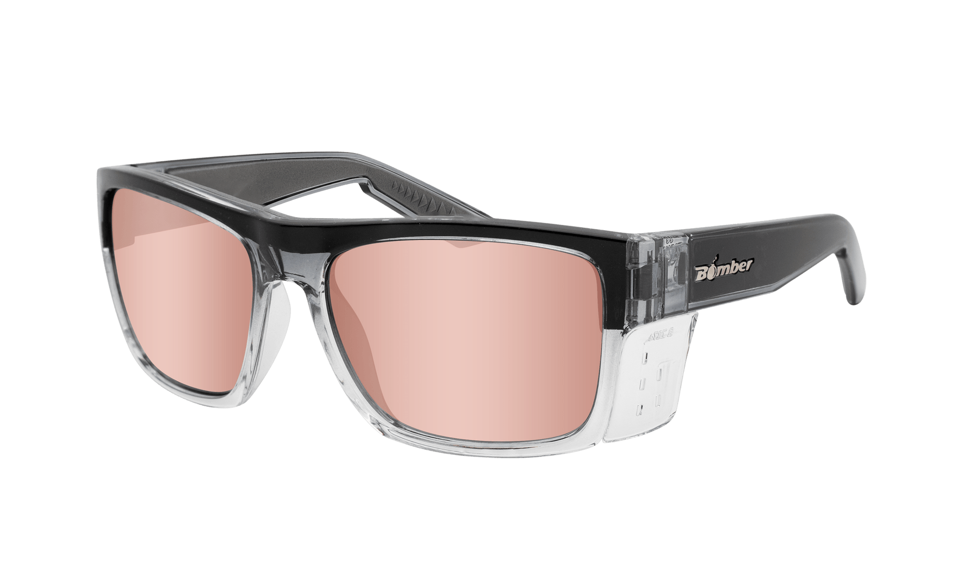 CLUTCH Safety - Polarized Rose Gold Mirror Crystal - Safety Glasses - Bomber Eyewear - CL114PM