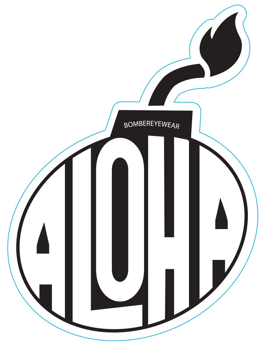 Decal Aloha Bomb Black and White Sticker - Accessories - Bomber Eyewear - 6" BOMB DECAL_ALOHA BLK WHT