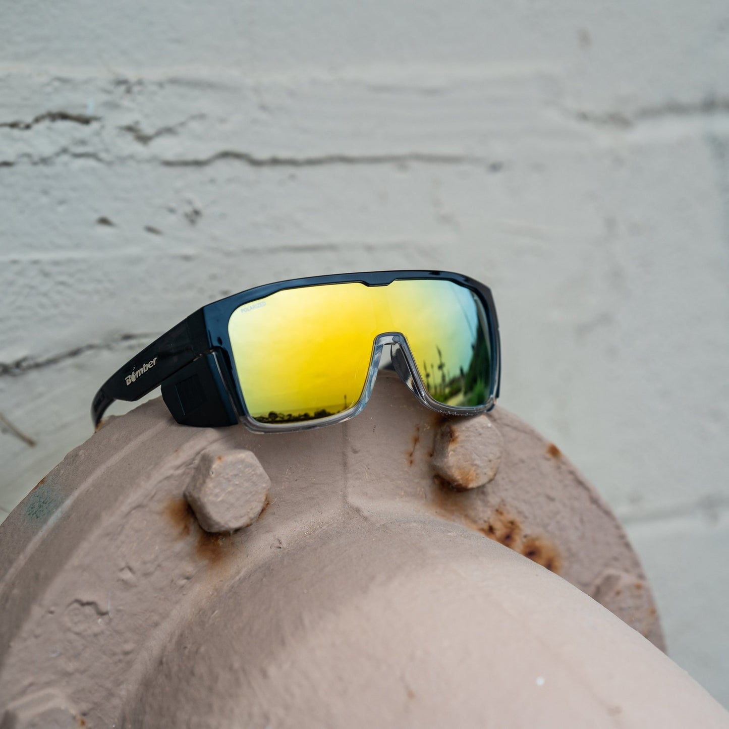 FUZZ Bomb Safety - Gold Mirror Crystal - Safety Glasses - Bomber Eyewear - FZ114GLD