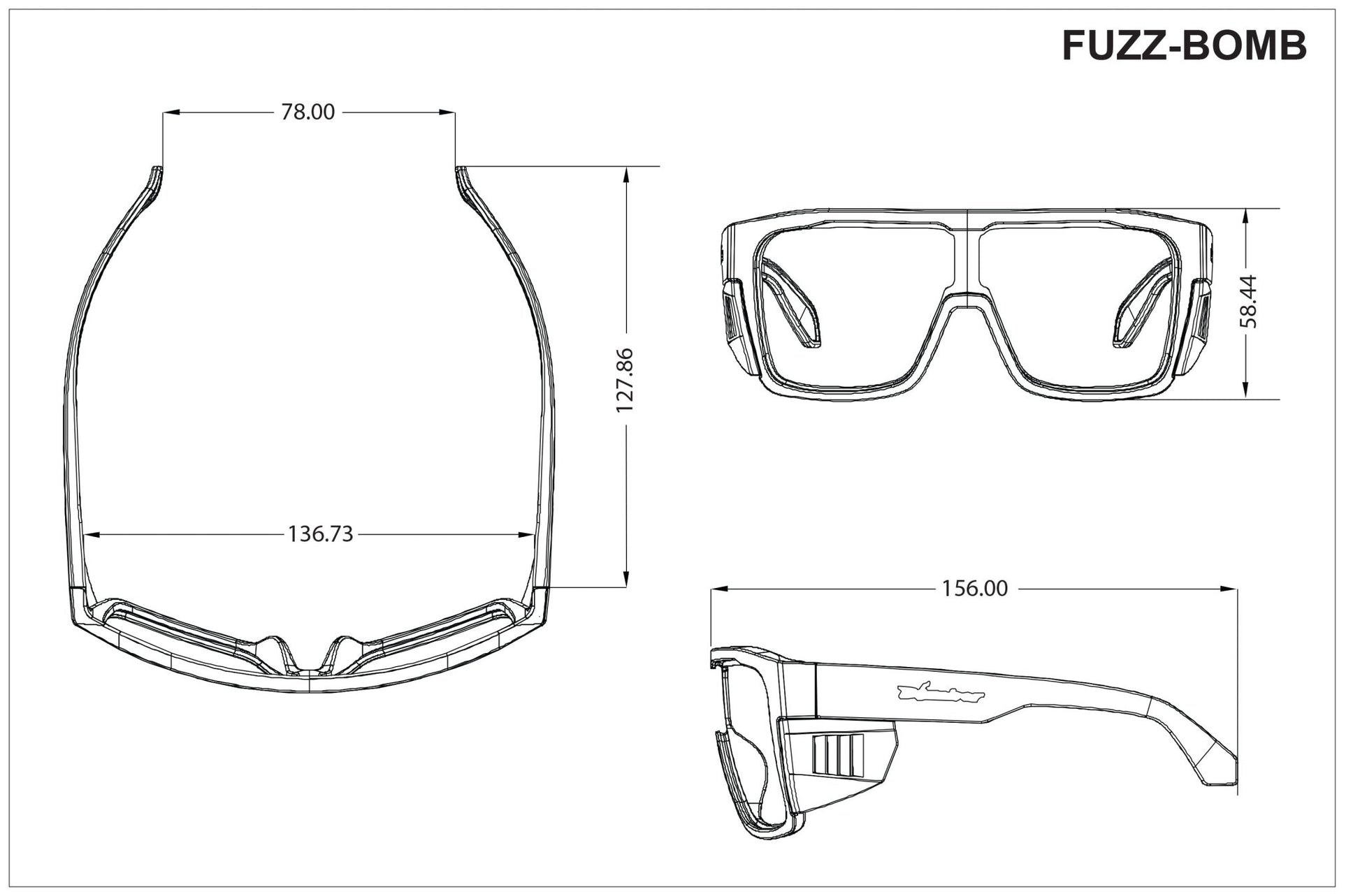 FUZZ Bomb Safety - Gold Mirror Crystal - Safety Glasses - Bomber Eyewear - FZ114GLD