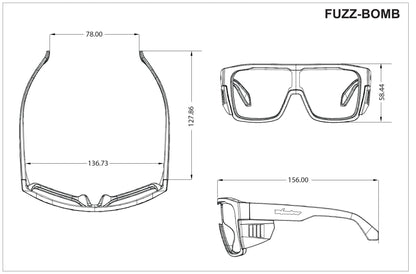 FUZZ Bomb Safety - Gold Mirror Crystal - Safety Glasses - Bomber Eyewear - FZ114GLD