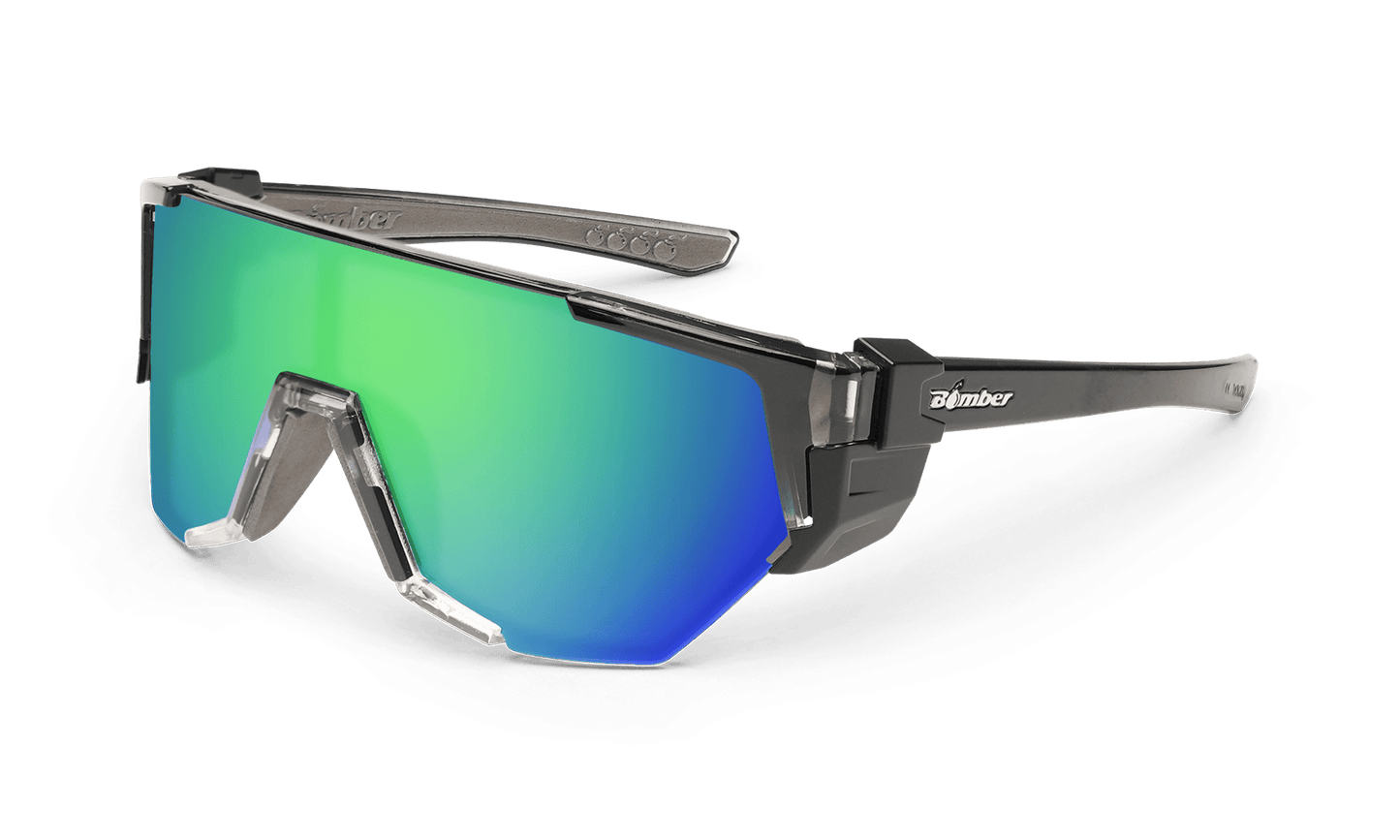 JAGER Bomb Safety - Green Mirror Polarized Crystal - Safety Glasses - Bomber Eyewear - JB114GM