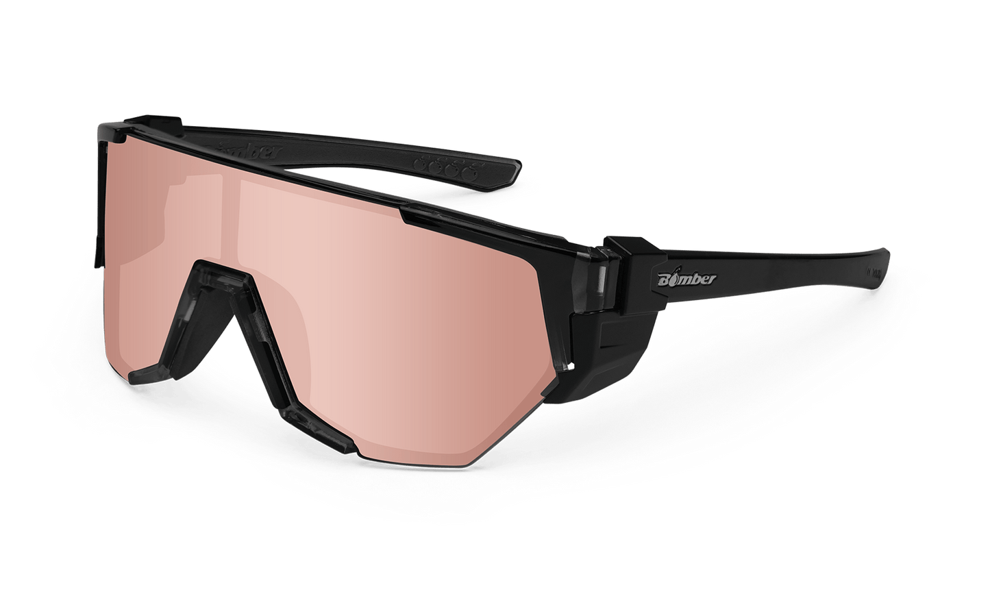 JAGER Bomb Safety - Polarized Rose Gold Pink Mirror Crystal - Safety Glasses - Bomber Eyewear - JB114PM