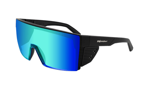 BOMBER JOHNNY Safety Glasses, Ice Blue Mirror Lens