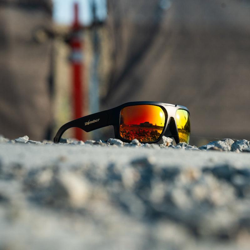 MEGA Bomb Safety - Photochromic Fire Red Orange Mirror - Safety Glasses - Bomber Eyewear - M201OR