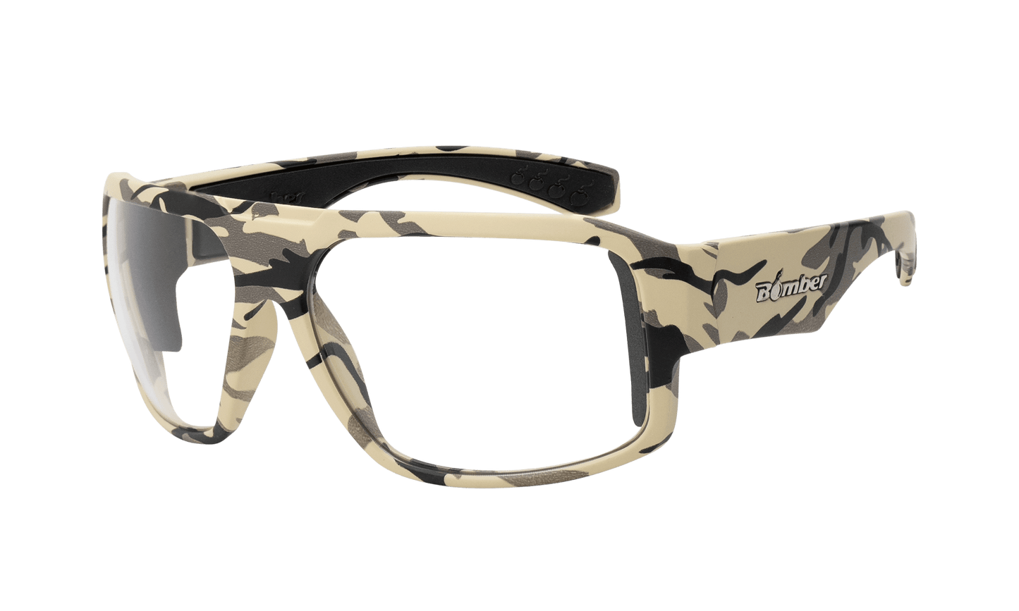 MEGA Safety - Clear Camo - Safety Glasses - Bomber Eyewear - M106C