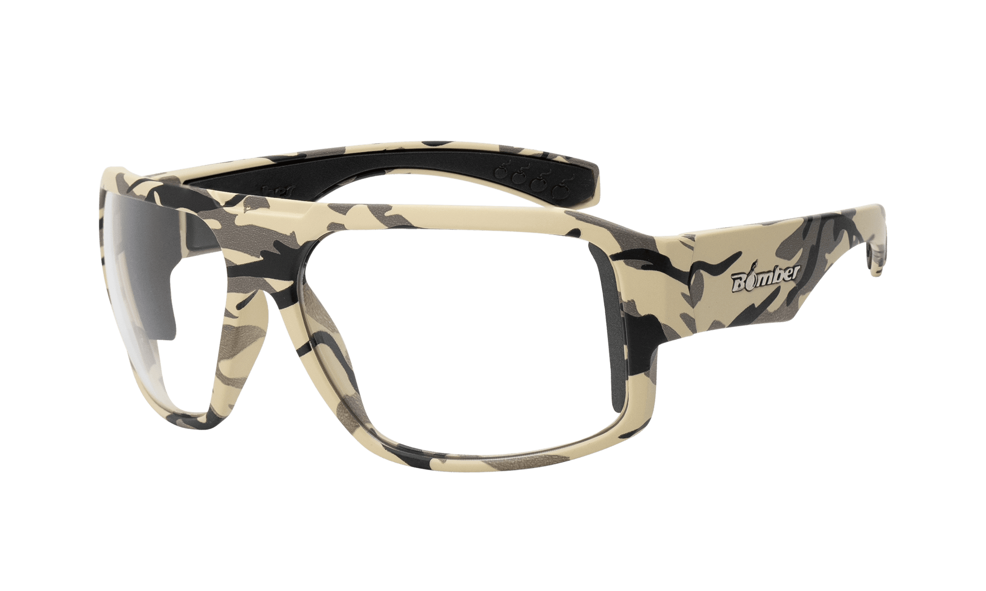 MEGA Safety - Clear Camo - Safety Glasses - Bomber Eyewear - M106C