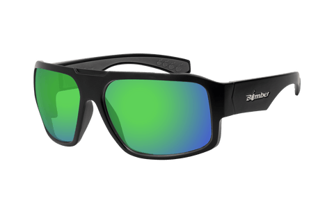ANSI Z87+ Green Mirror Lens Sunglasses with Black Frame – Bomber ANSI Z87+ Green Mirror Lens Sunglasses with Black Frame – Bomber