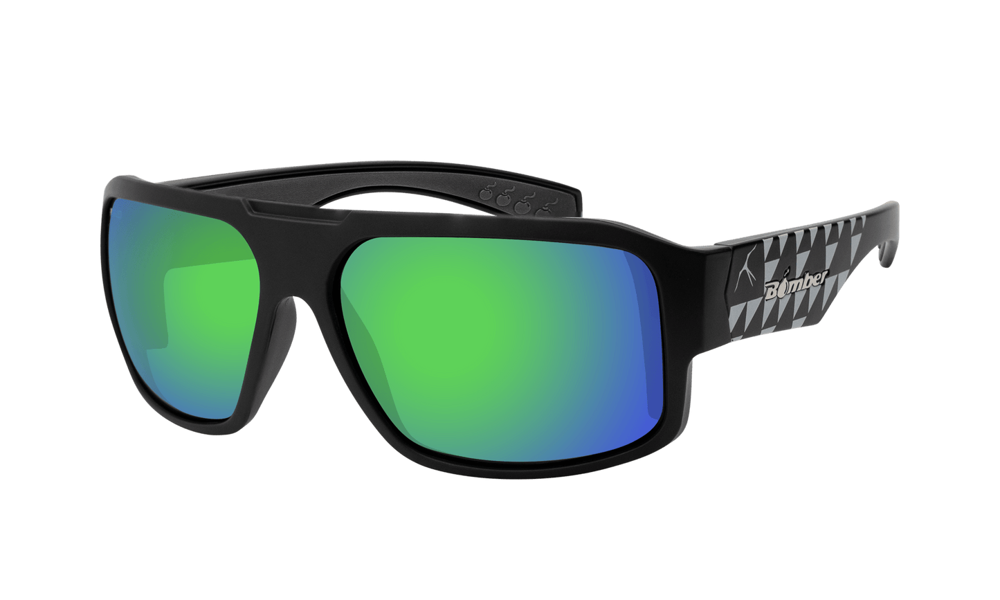 MEGA Safety - Polarized Green Mirror Mana Series - Safety Glasses - Bomber Eyewear - M111GMM
