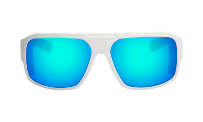 MEGA Safety - Polarized Ice Blue Mirror White Mana Series - Safety Glasses - Bomber Eyewear - M115ICEM