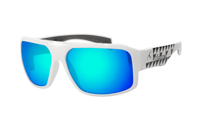 MEGA Safety - Polarized Ice Blue Mirror White Mana Series - Safety Glasses - Bomber Eyewear - M115ICEM