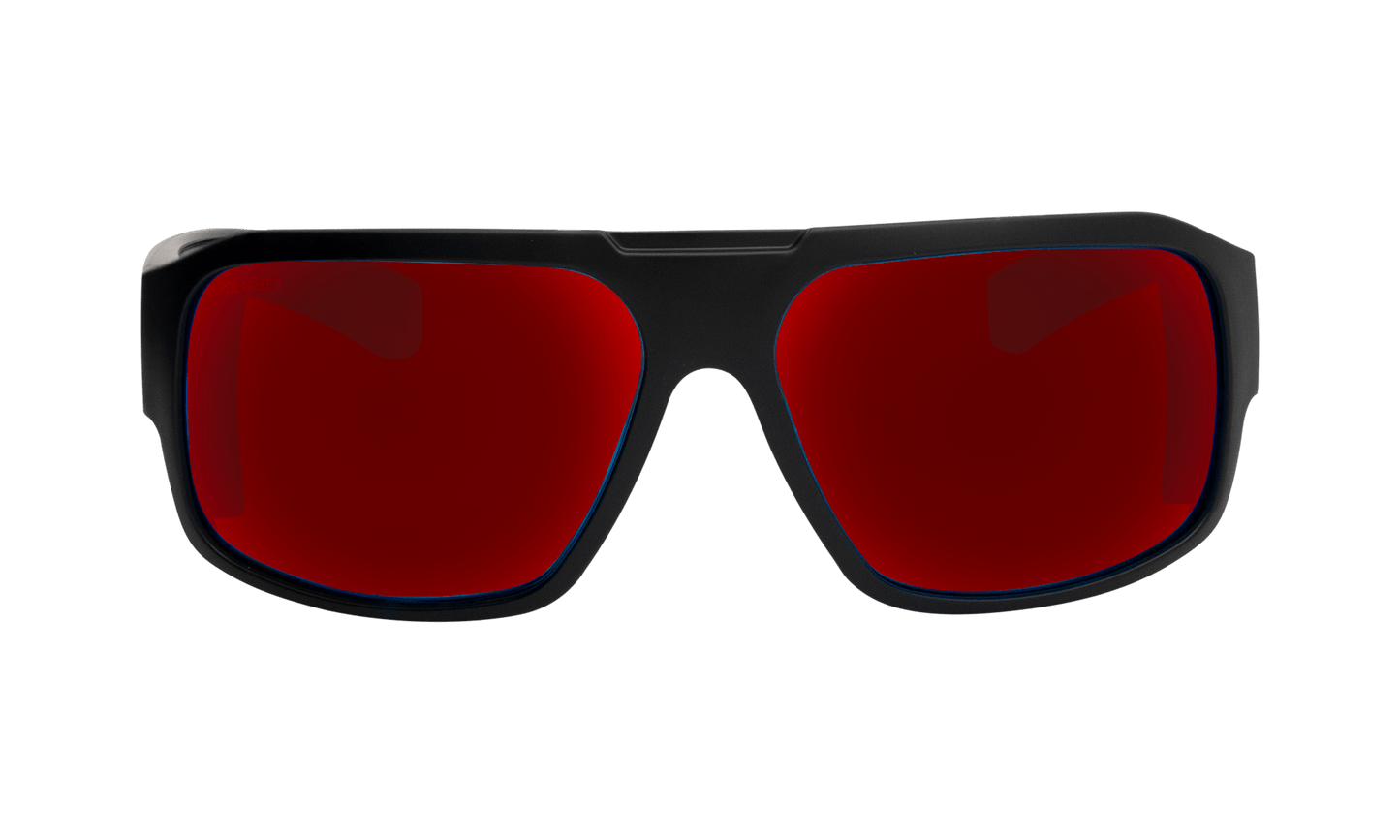 MEGA Safety - Polarized Red Mirror Black - Safety Glasses - Bomber Eyewear - M111RM