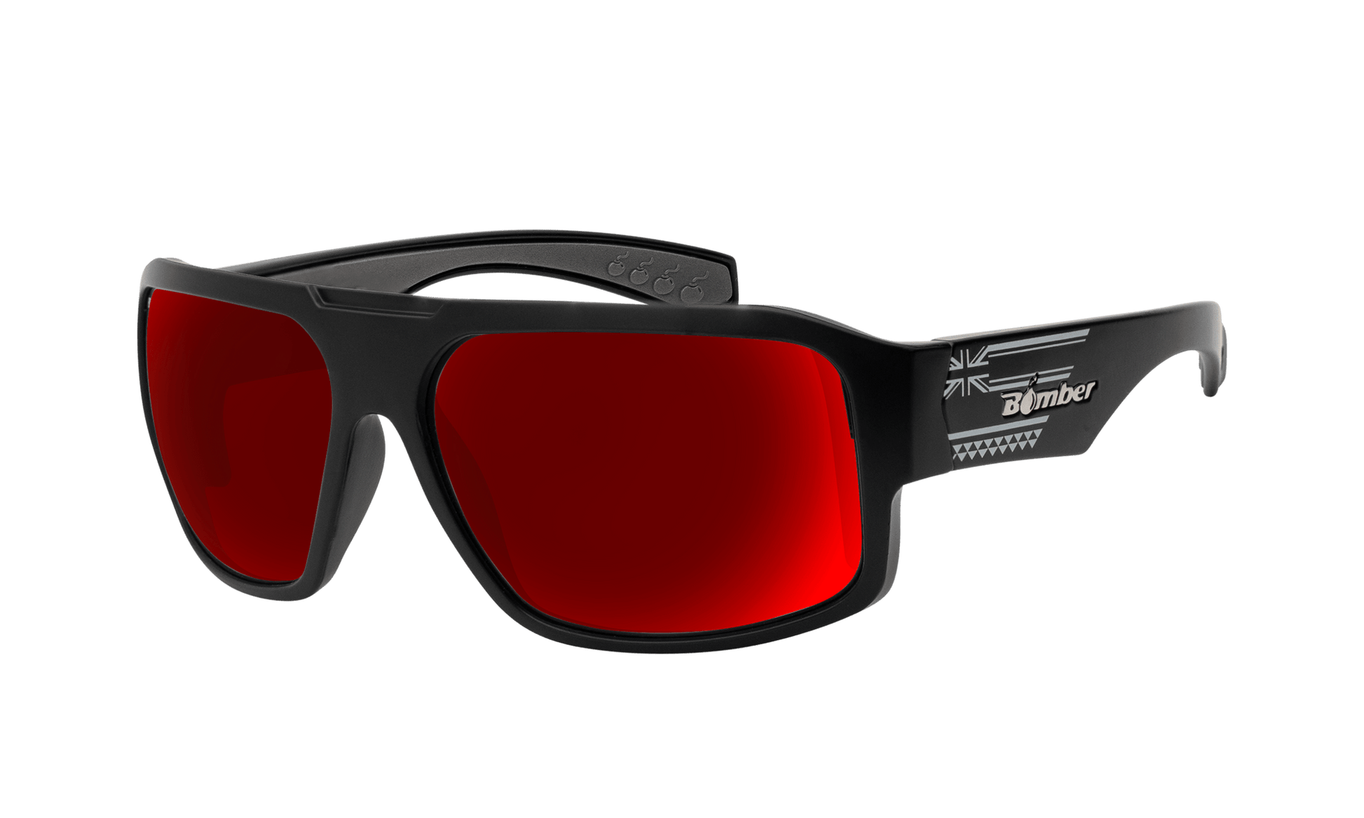 MEGA Safety - Polarized Red Mirror Black - Safety Glasses - Bomber Eyewear - M111RM