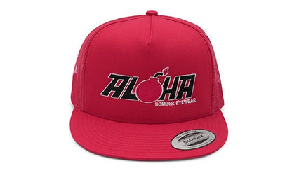 RED CLASSIC TRUCKER HAT WITH ALOHA LOGO - Accessories - Bomber Eyewear - BH3RED_ALOHA