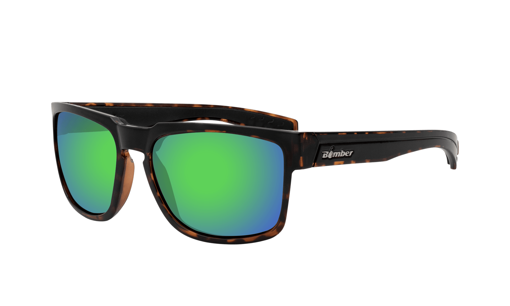 SMART - Polarized Green Mirror Tortoise - Sunglasses - Bomber Eyewear - SM112GM