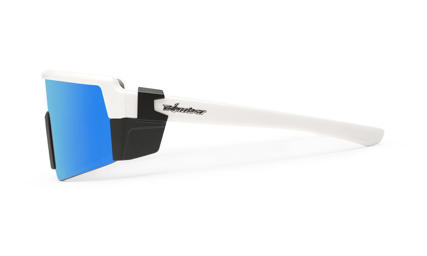 SMOKE Bomb Safety - Polarized Ice Blue Mirror White - Safety Glasses - Bomber Eyewear - SMK115ICE