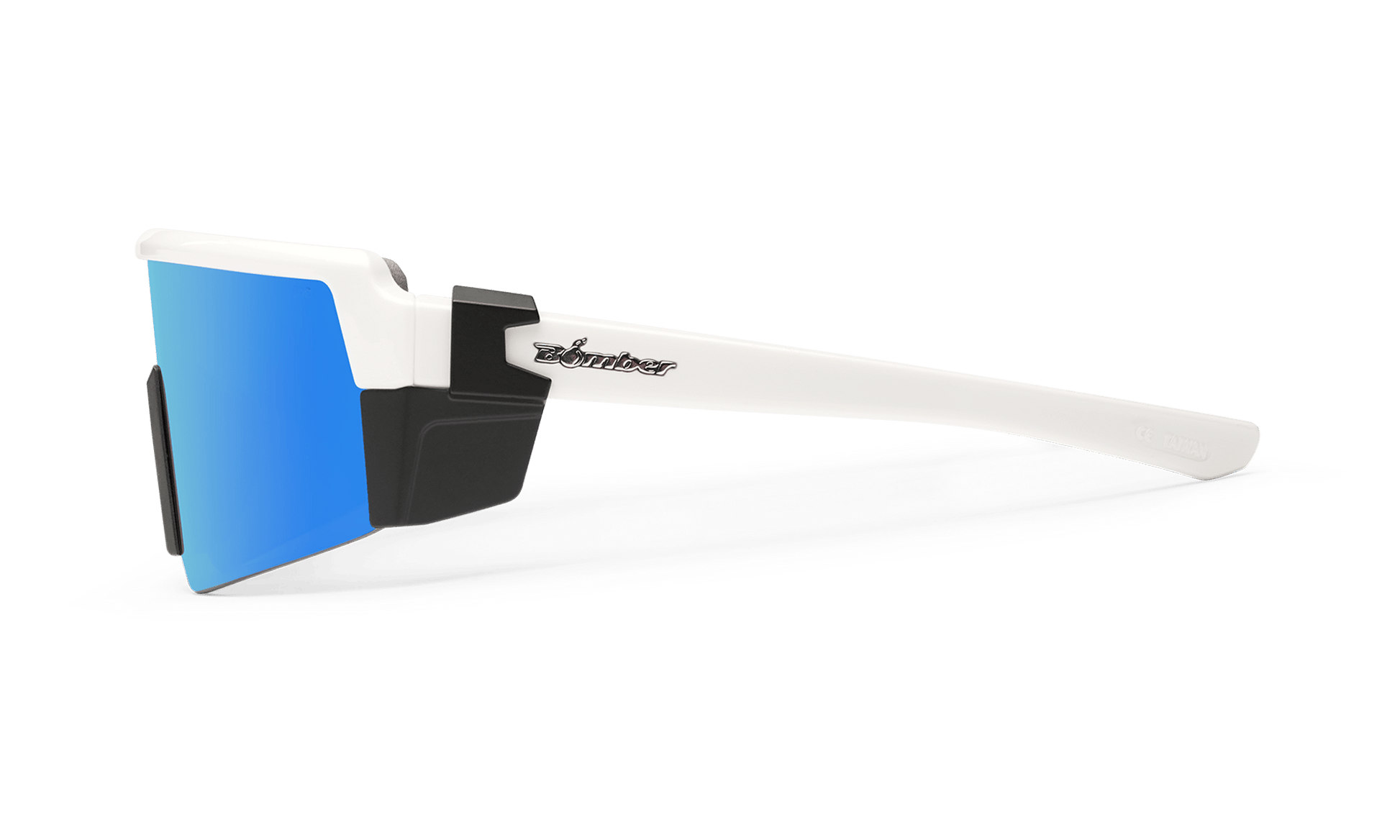 SMOKE Bomb Safety - Polarized Ice Blue Mirror White - Safety Glasses - Bomber Eyewear - SMK115ICE