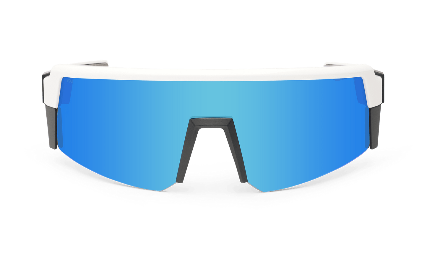 SMOKE Bomb Safety - Polarized Ice Blue Mirror White - Safety Glasses - Bomber Eyewear - SMK115ICE