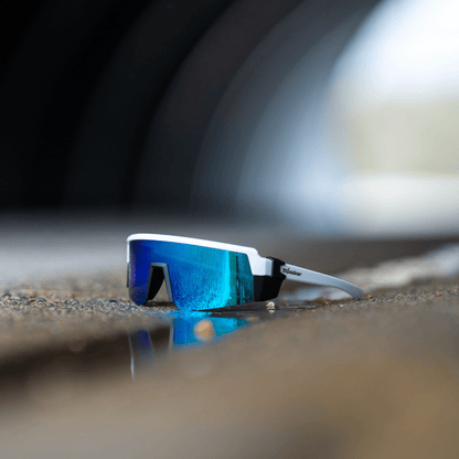 SMOKE Bomb Safety - Polarized Ice Blue Mirror White - Safety Glasses - Bomber Eyewear - SMK115ICE