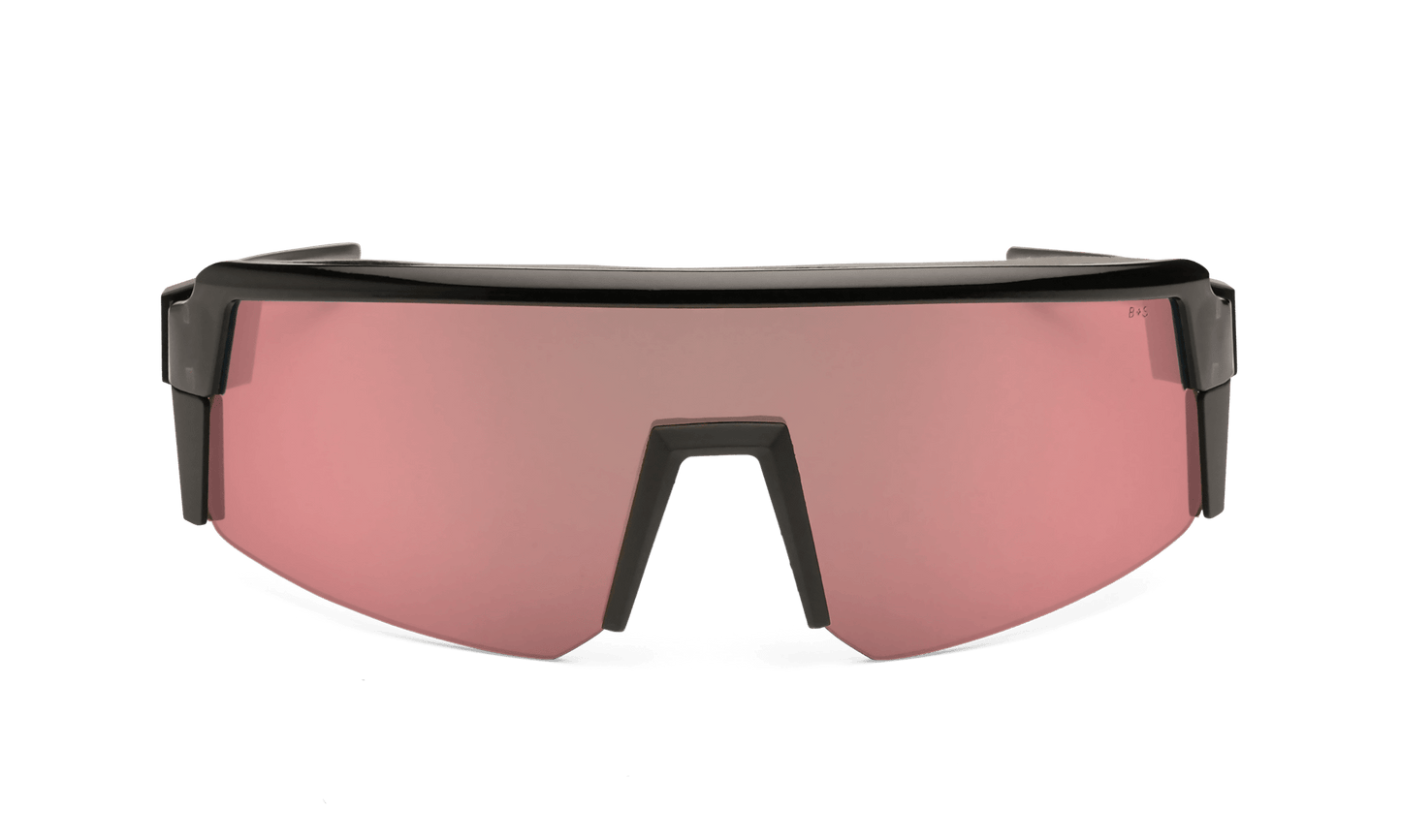 SMOKE Bomb Safety - Polarized Rose Gold Pink Mirror Black - Safety Glasses - Bomber Eyewear - SMK111PM