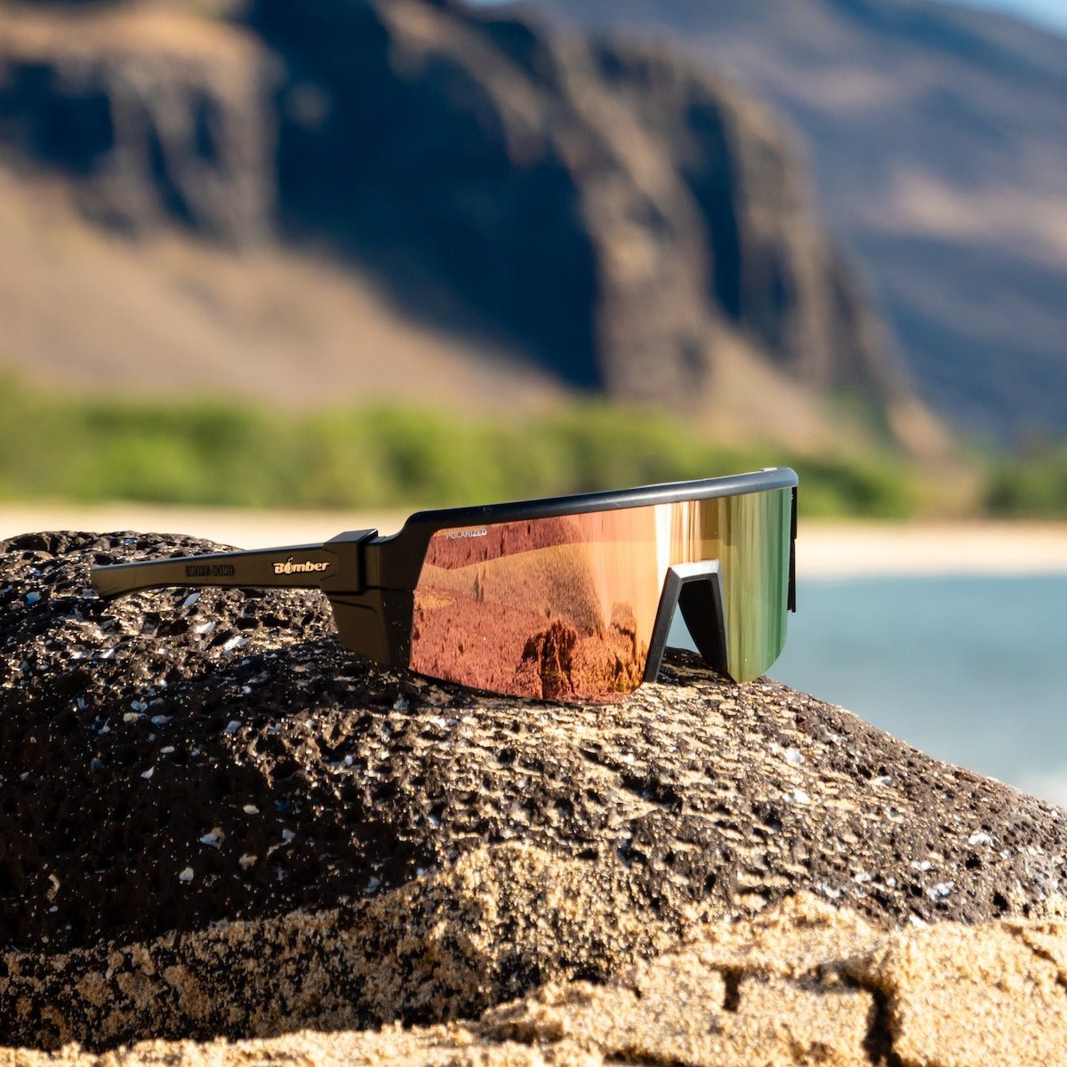 SMOKE Bomb Safety - Polarized Rose Gold Pink Mirror Black - Safety Glasses - Bomber Eyewear - SMK111PM