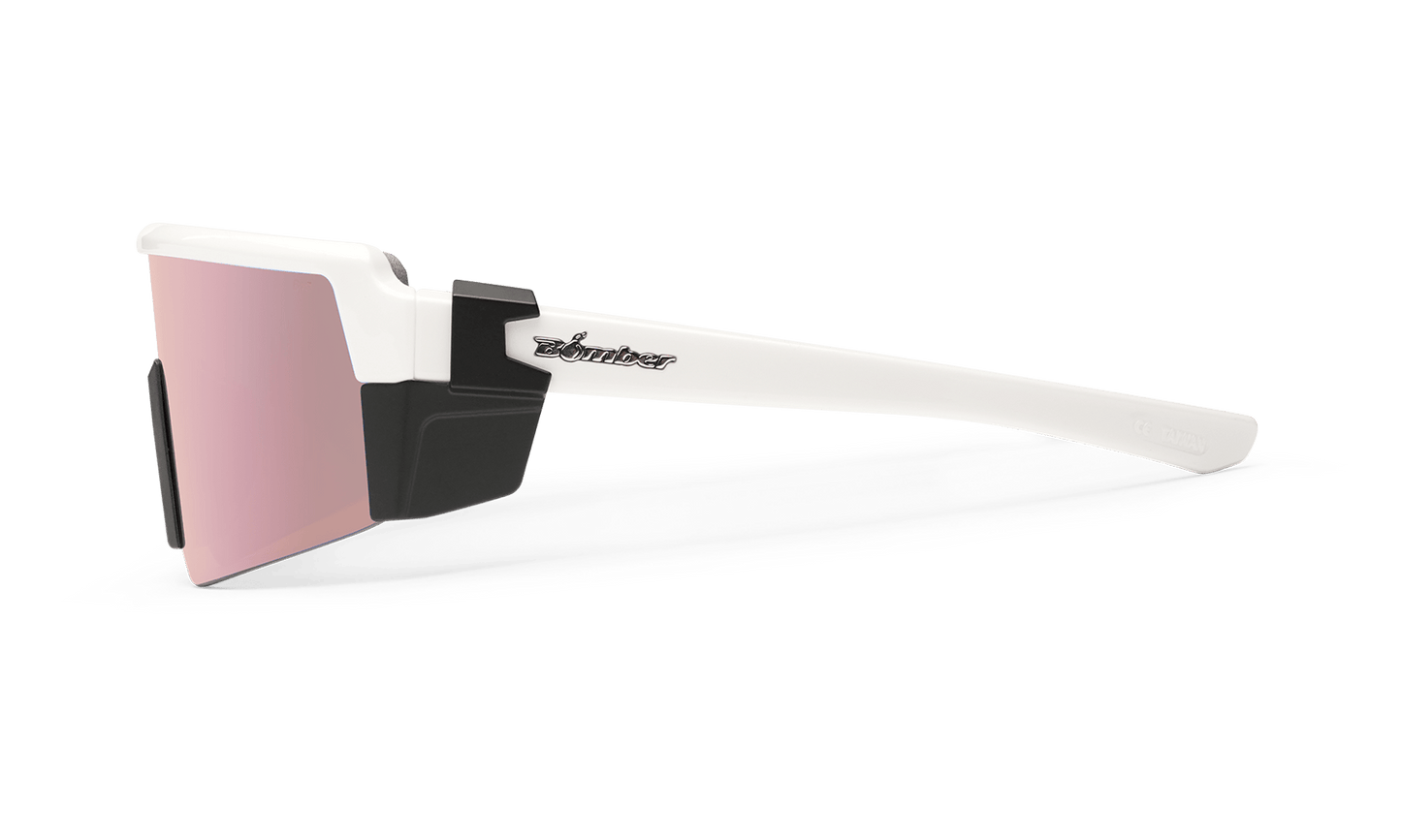 SMOKE Bomb Safety - Polarized Rose Gold Pink Mirror White - Safety Glasses - Bomber Eyewear - SMK115PM