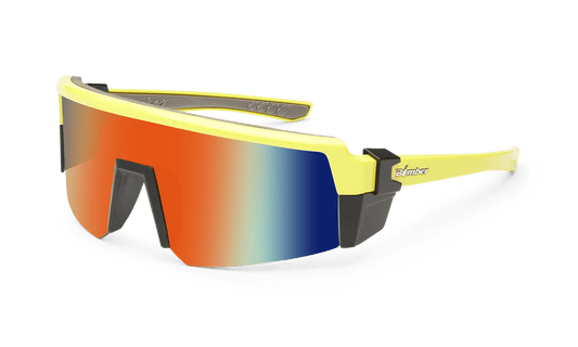 SMOKE Bomb Safety - Red Mirror Hi Vis Yellow - Safety Glasses - Bomber Eyewear - SMK108RM