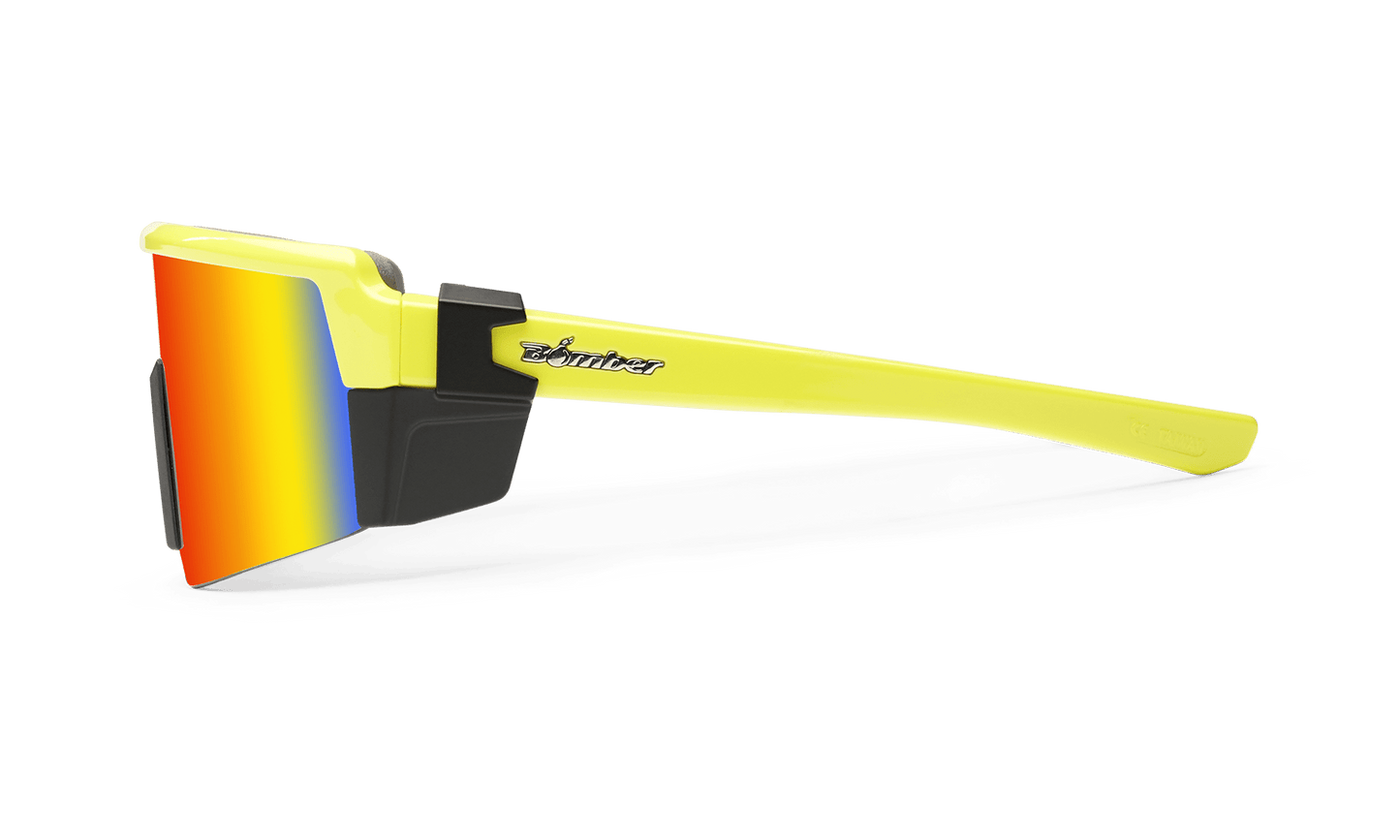 SMOKE Bomb Safety - Red Mirror Hi Vis Yellow - Safety Glasses - Bomber Eyewear - SMK108RM