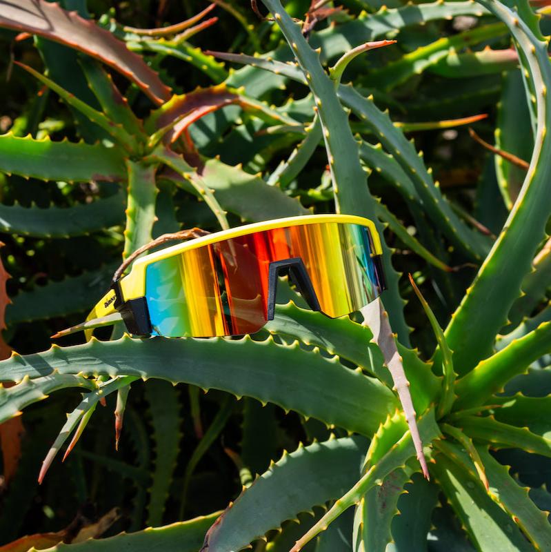 SMOKE Bomb Safety - Red Mirror Hi Vis Yellow - Safety Glasses - Bomber Eyewear - SMK108RM