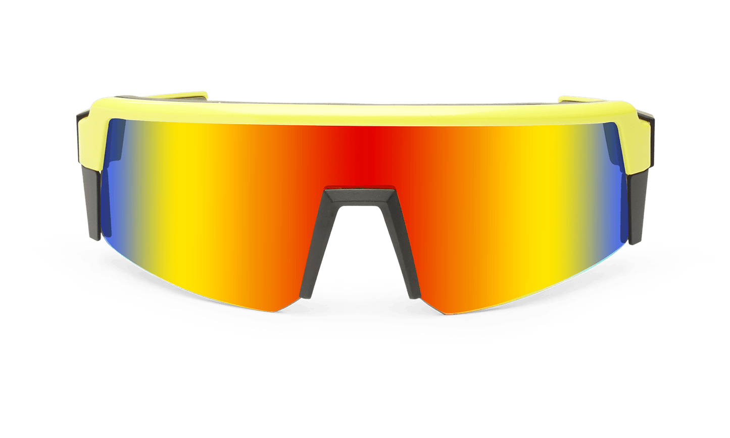 SMOKE Bomb Safety - Red Mirror Hi Vis Yellow - Safety Glasses - Bomber Eyewear - SMK108RM