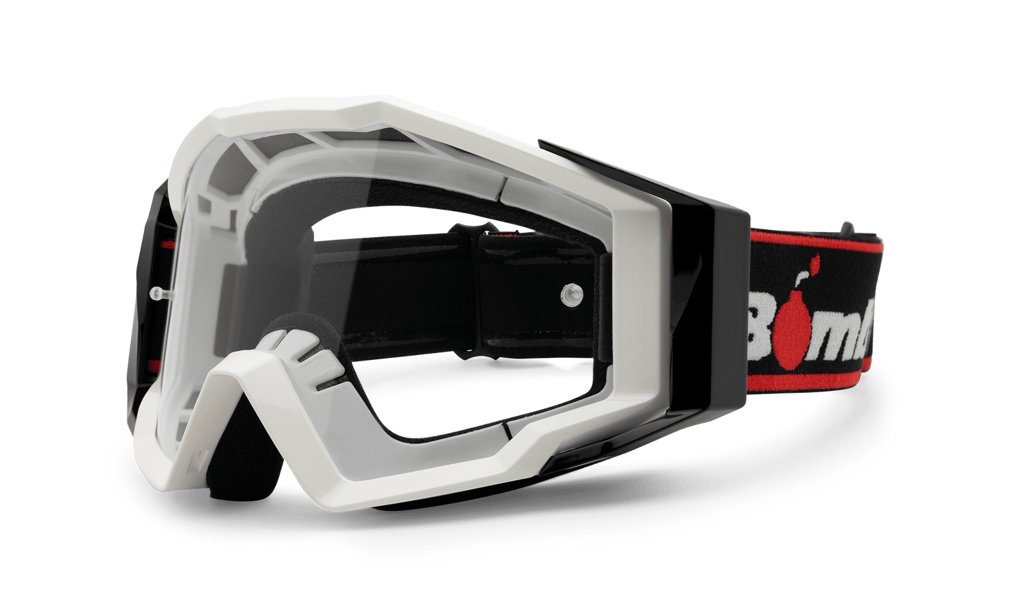 SPECTRO 151 - White with Black Strap - Safety Glasses - Bomber Eyewear - SP151WB-Silver