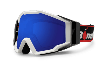 SPECTRO 151 - White with Black Strap - Safety Glasses - Bomber Eyewear - SP151WB-Blue