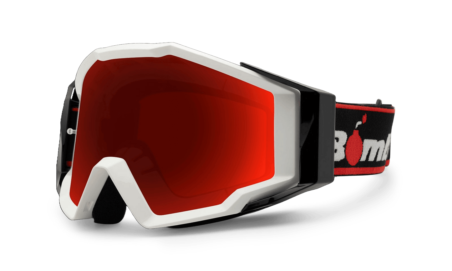 SPECTRO 151 - White with Black Strap - Safety Glasses - Bomber Eyewear - SP151WB-Red