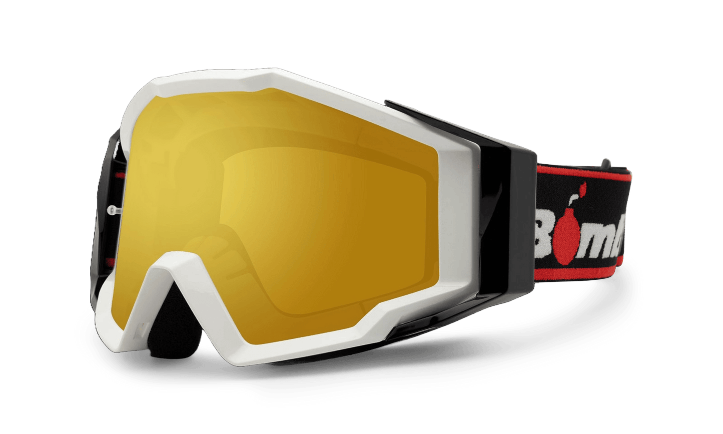 SPECTRO 151 - White with Black Strap - Safety Glasses - Bomber Eyewear - SP151WB-Gold