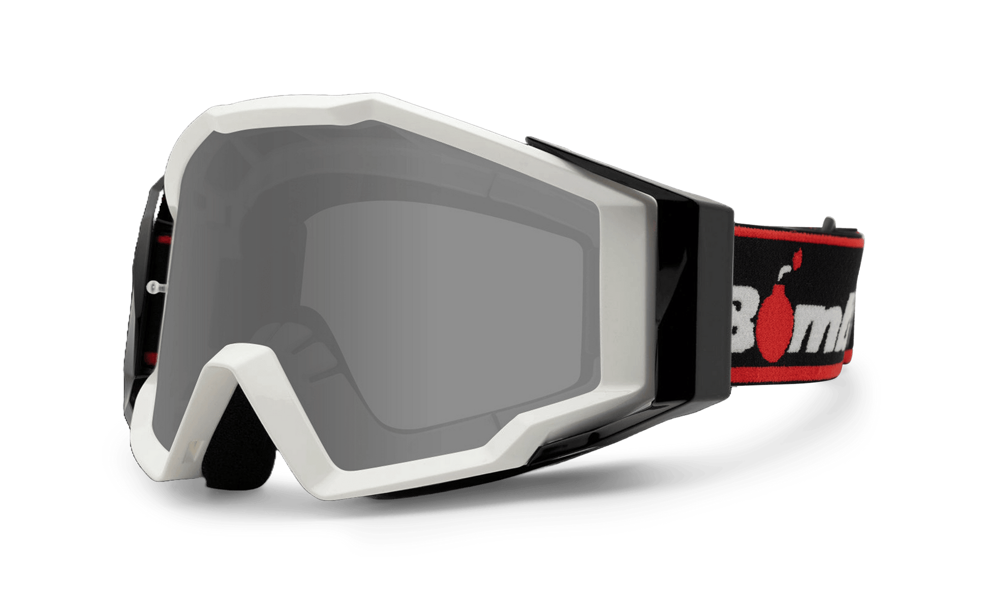 SPECTRO 151 - White with Black Strap - Safety Glasses - Bomber Eyewear - SP151WB-Silver