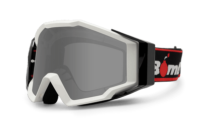 SPECTRO 151 - White with Black Strap - Safety Glasses - Bomber Eyewear - SP151WB-Silver