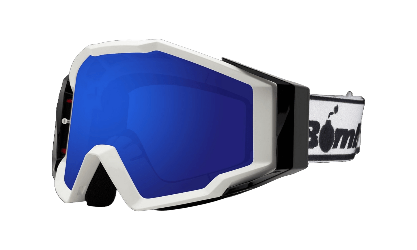 SPECTRO 151 - White with White Strap - Safety Glasses - Bomber Eyewear - SP151WW-Blue