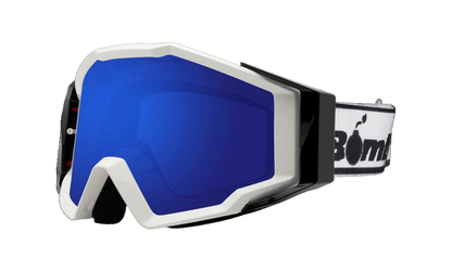 SPECTRO 151 - White with White Strap - Safety Glasses - Bomber Eyewear - SP151WW-Blue