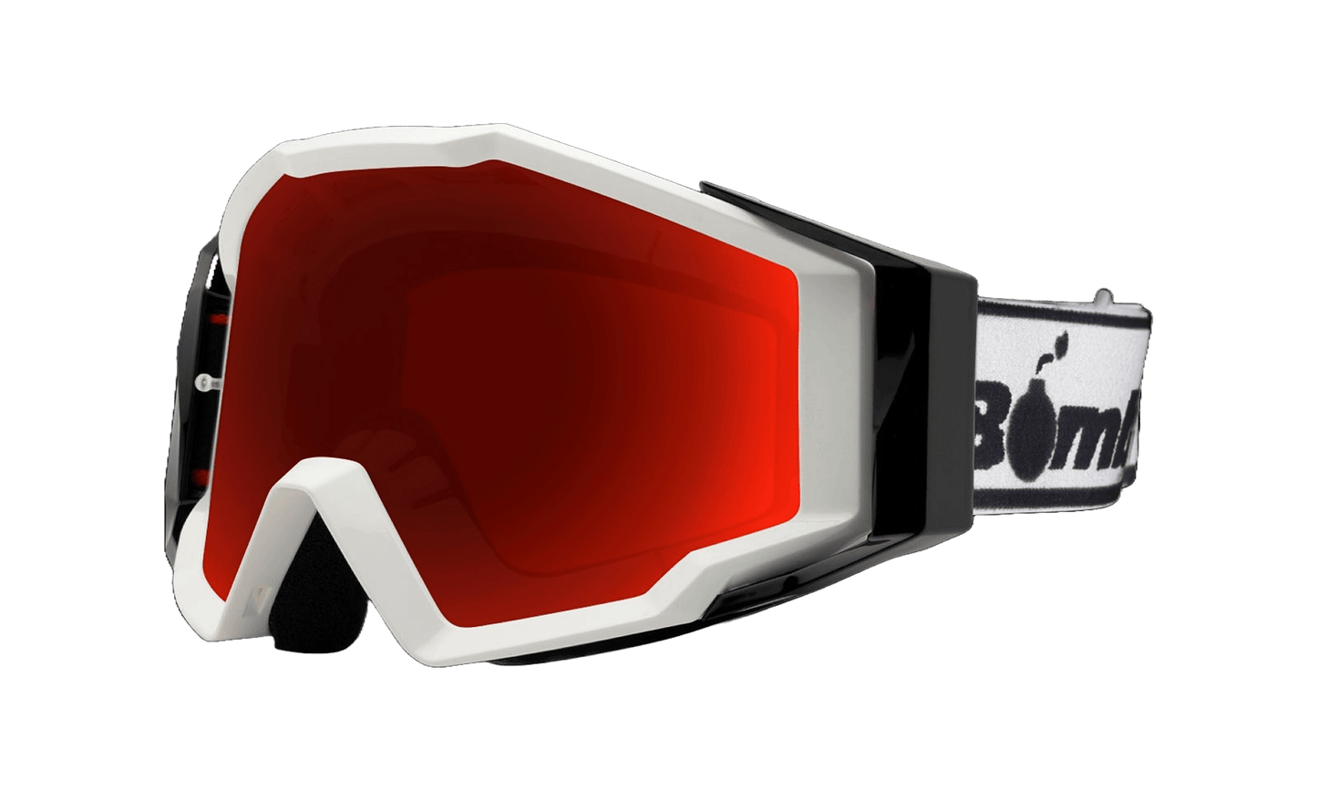 SPECTRO 151 - White with White Strap - Safety Glasses - Bomber Eyewear - SP151WW-Red