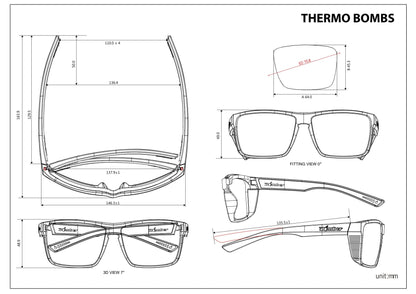THERMO Bomb Safety - Red Mirror - Safety Glasses - Bomber Eyewear - TH103RM